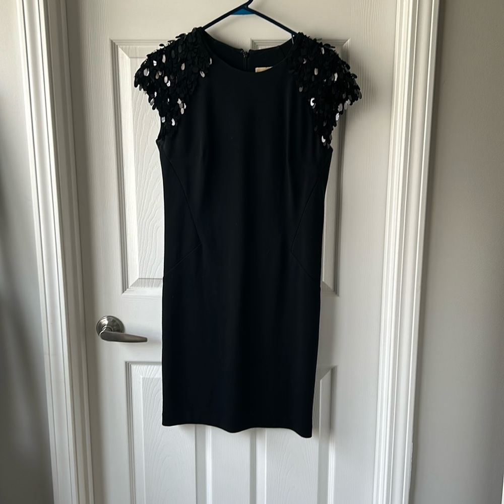 Michael Kors Black Sequin Shoulder Dress